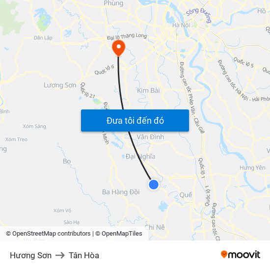 Hương Sơn to Tân Hòa map