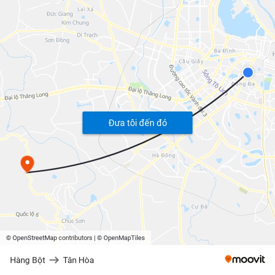 Hàng Bột to Tân Hòa map