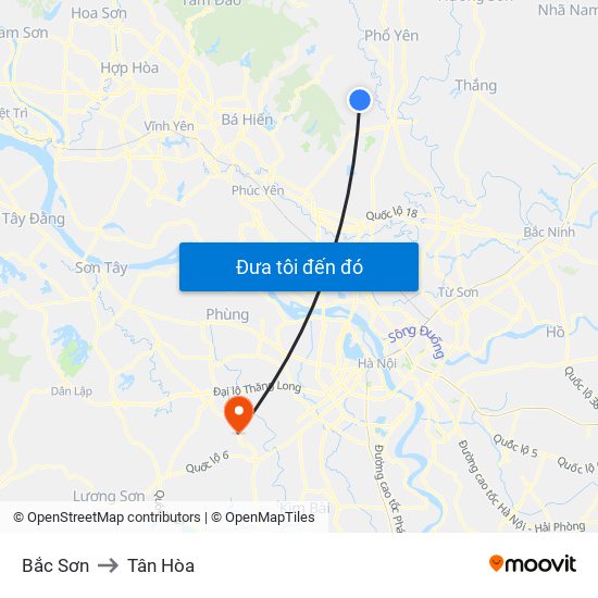 Bắc Sơn to Tân Hòa map