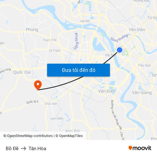 Bồ Đề to Tân Hòa map