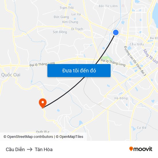 Cầu Diễn to Tân Hòa map