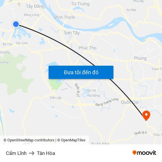 Cẩm Lĩnh to Tân Hòa map