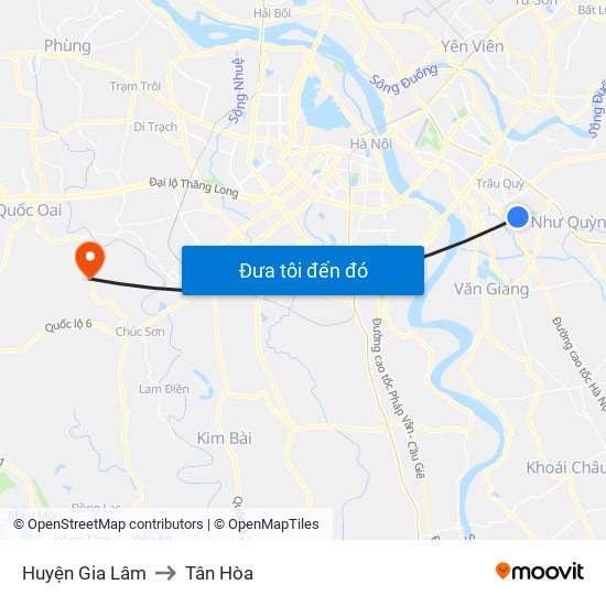 Huyện Gia Lâm to Tân Hòa map