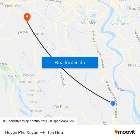 Huyện Phú Xuyên to Tân Hòa map