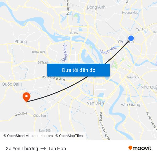 Xã Yên Thường to Tân Hòa map