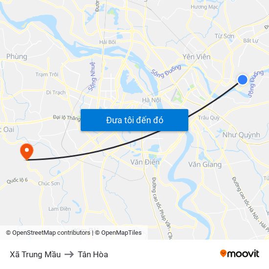 Xã Trung Mầu to Tân Hòa map