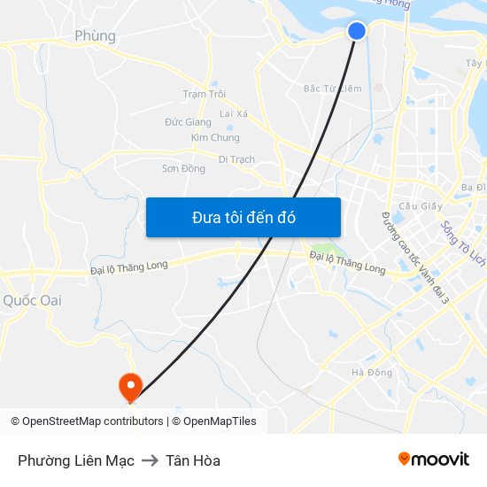 Phường Liên Mạc to Tân Hòa map