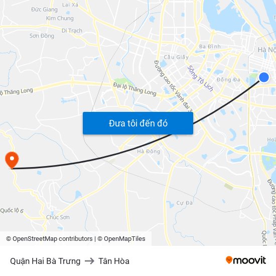 Quận Hai Bà Trưng to Tân Hòa map