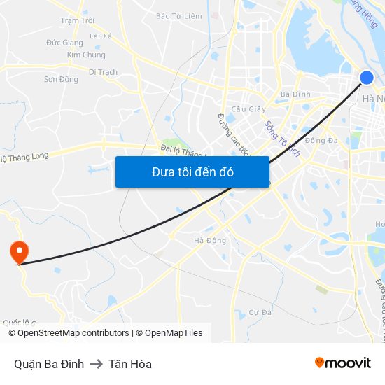 Quận Ba Đình to Tân Hòa map