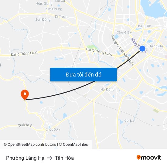 Phường Láng Hạ to Tân Hòa map