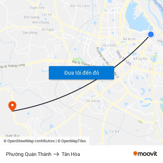 Phường Quán Thánh to Tân Hòa map