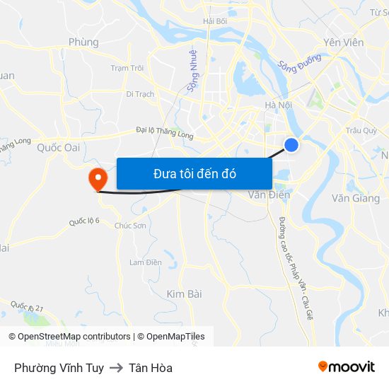Phường Vĩnh Tuy to Tân Hòa map