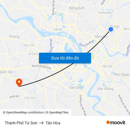 Thành Phố Từ Sơn to Tân Hòa map