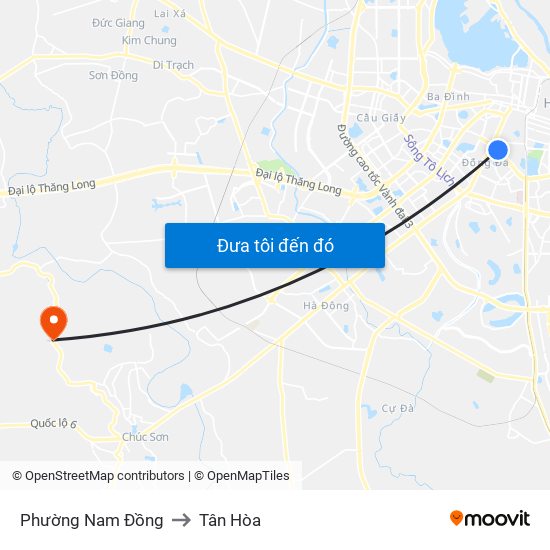 Phường Nam Đồng to Tân Hòa map