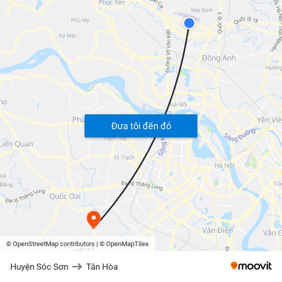 Huyện Sóc Sơn to Tân Hòa map