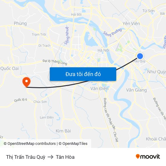 Thị Trấn Trâu Quỳ to Tân Hòa map