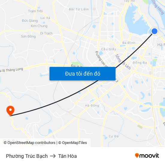 Phường Trúc Bạch to Tân Hòa map