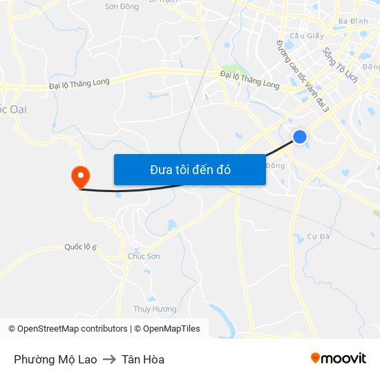 Phường Mộ Lao to Tân Hòa map