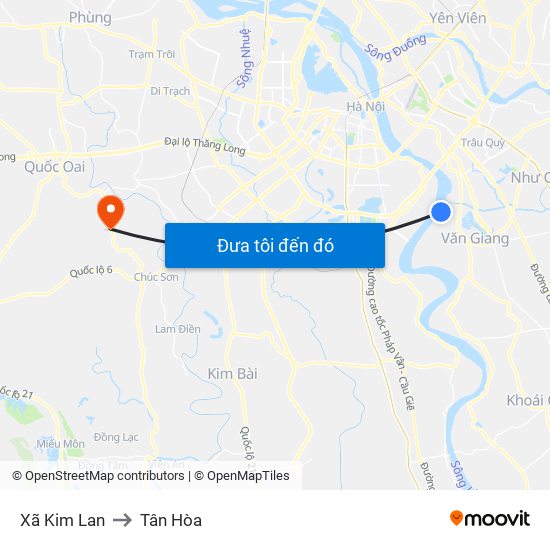 Xã Kim Lan to Tân Hòa map