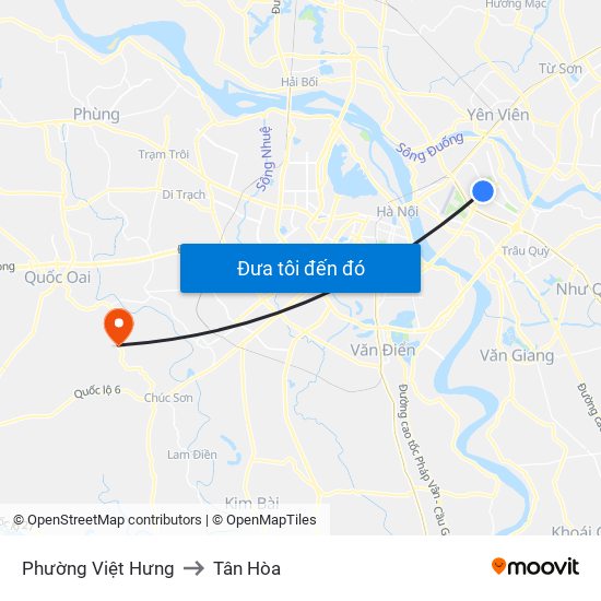 Phường Việt Hưng to Tân Hòa map