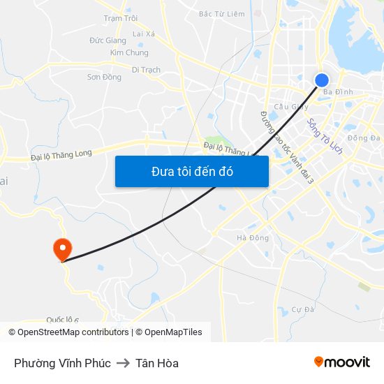 Phường Vĩnh Phúc to Tân Hòa map