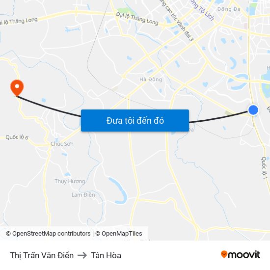 Thị Trấn Văn Điển to Tân Hòa map