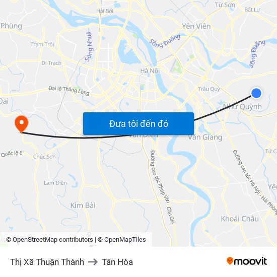 Thị Xã Thuận Thành to Tân Hòa map