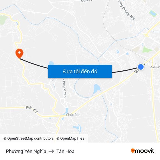 Phường Yên Nghĩa to Tân Hòa map