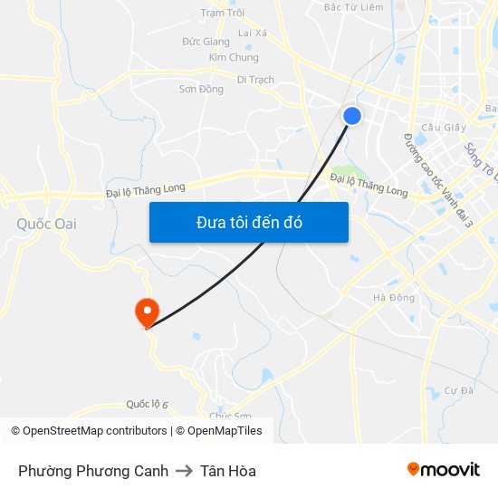Phường Phương Canh to Tân Hòa map