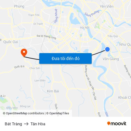 Bát Tràng to Tân Hòa map