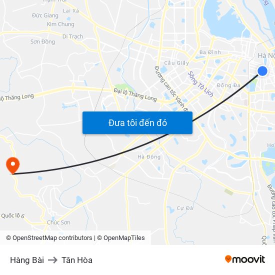 Hàng Bài to Tân Hòa map