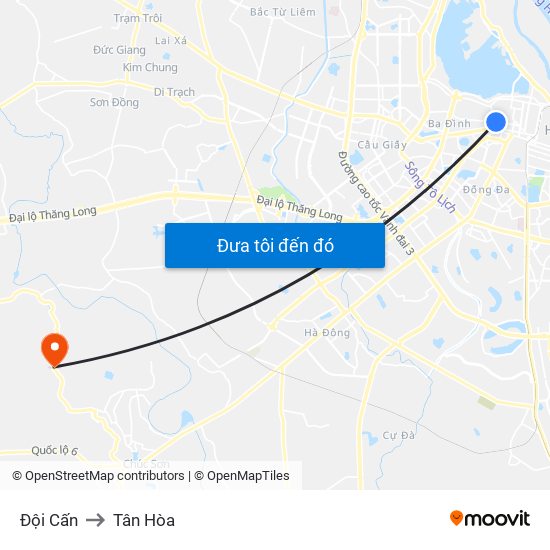 Đội Cấn to Tân Hòa map