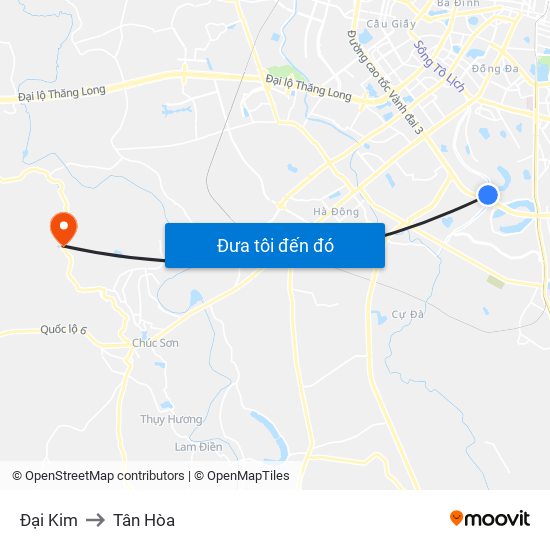 Đại Kim to Tân Hòa map