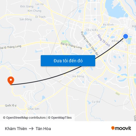 Khâm Thiên to Tân Hòa map