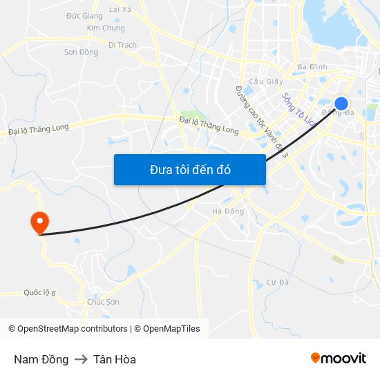 Nam Đồng to Tân Hòa map