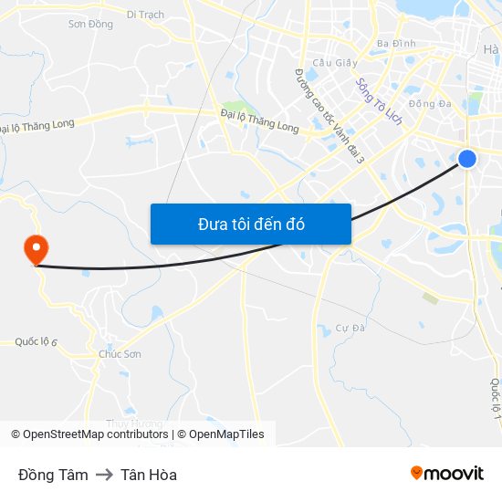 Đồng Tâm to Tân Hòa map