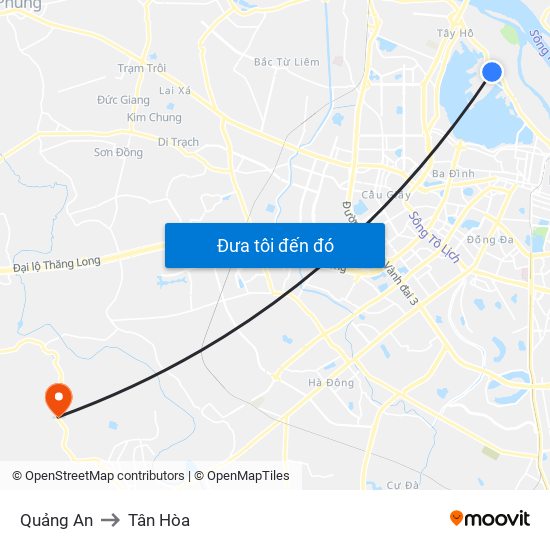 Quảng An to Tân Hòa map