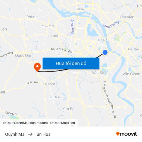 Quỳnh Mai to Tân Hòa map