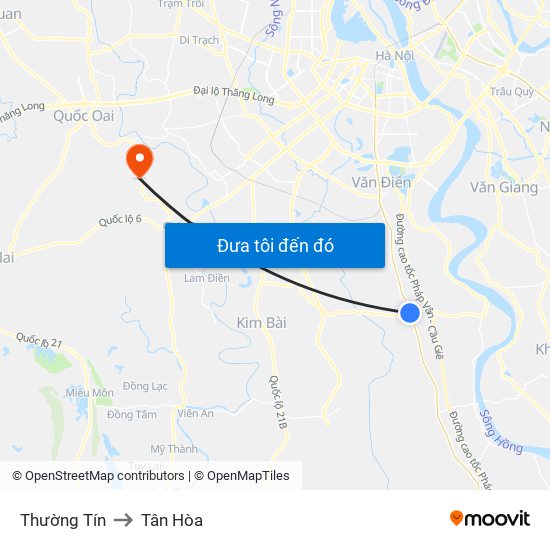Thường Tín to Tân Hòa map