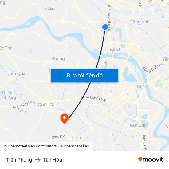 Tiền Phong to Tân Hòa map