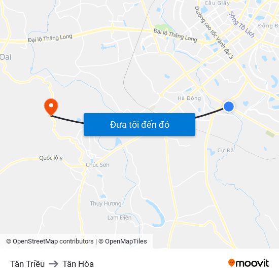 Tân Triều to Tân Hòa map