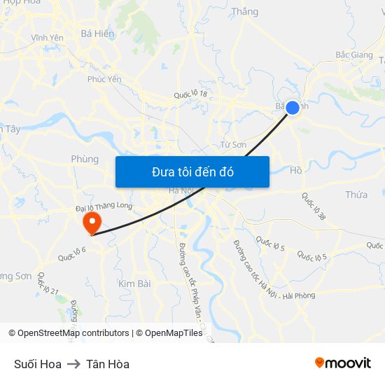 Suối Hoa to Tân Hòa map