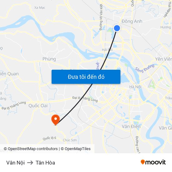 Vân Nội to Tân Hòa map