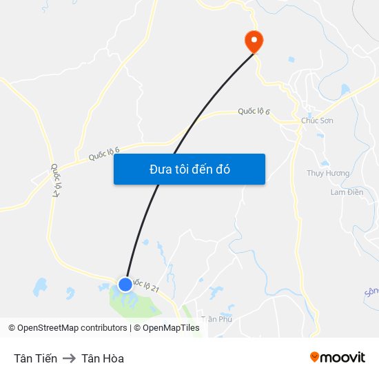 Tân Tiến to Tân Hòa map