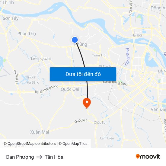 Đan Phượng to Tân Hòa map