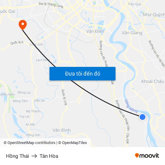 Hồng Thái to Tân Hòa map