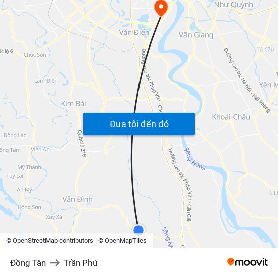 Đồng Tân to Trần Phú map