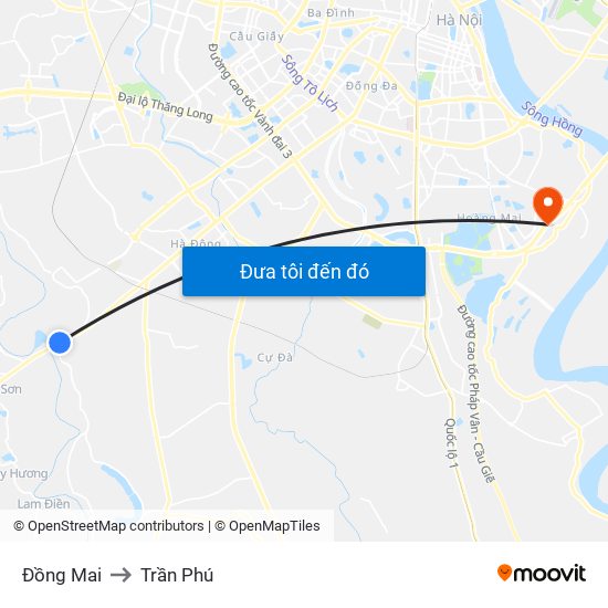 Đồng Mai to Trần Phú map