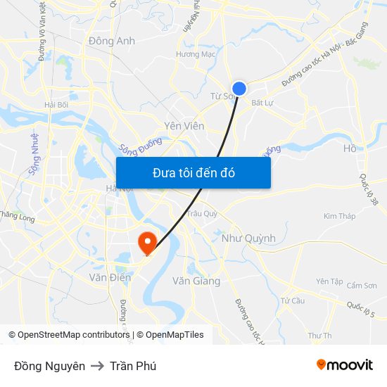 Đồng Nguyên to Trần Phú map