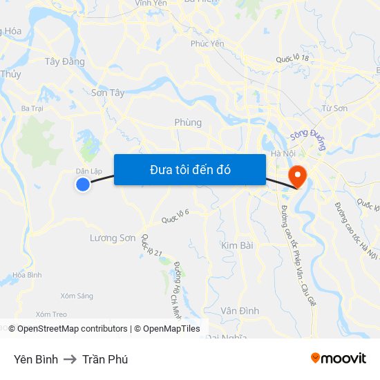 Yên Bình to Trần Phú map